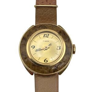 VTG Timex Wind Up Mechanical Women's Watch 28mm - Adjustable Leather Band Works